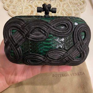 Bottega Veneta Python Embroidered Knot Clutch